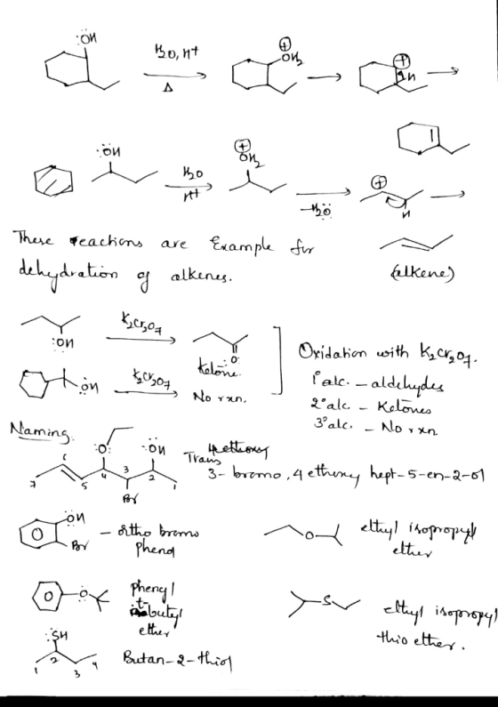 Bont de-&- پ وست روی for W Elkene) These reactions are Example dehydration of alkenes. on kehoa x c on tuso kolone Oxidation