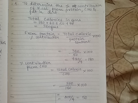 5 To dilteamine th le otcontsibuton in dtetm protein, Ctto Total Calories inam 360g m éog Eson ppooteinTo tal calosie xtoo ot