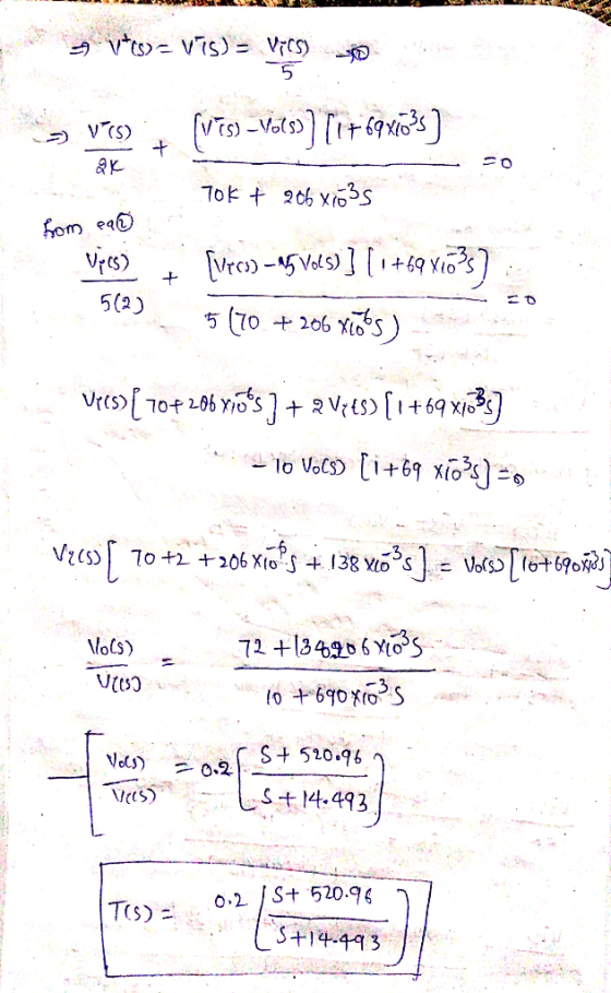 vts)= Vis) - Vics) 5 >) V75) (VTs) -Vols)] [1769xő?s] 70k + 206x103s from ea + 5(2) [veco -15 Vol 9) 3 (1+69 vio?:) 5 (70 + 2