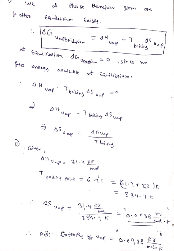 we to other . at phase transition Equilibrium Exists. from one su vaporisation =0H - olvap - T as boiling a at Equilibrium