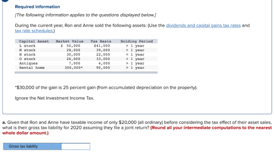 Required information (The following information applies to the questions displayed below.) During the current year, Ron and A