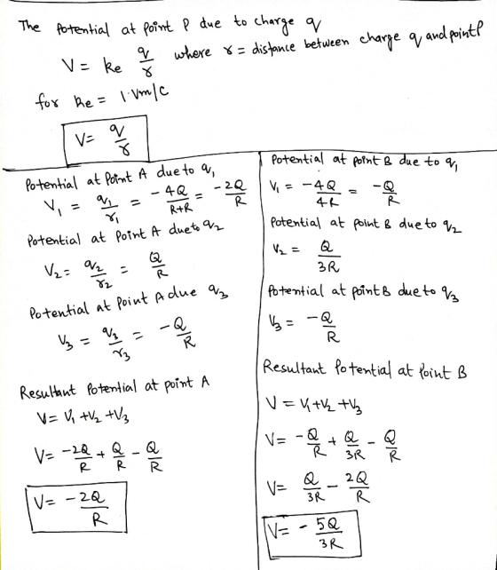 The fotential at Point ? due to charge v chare a and pointP distance between V k where x fox he V V Potential at Point Potent