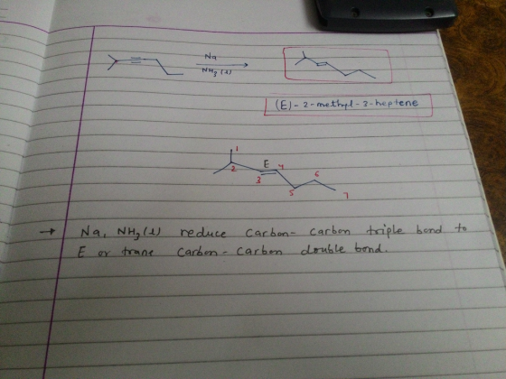 Na माग (El-2-methyl-3-heptene Eч 3 band to Na, NH₃ (1) E or trane reduce carbon Carbon - carben carbon triple double bond.