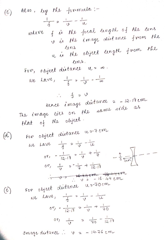 (0) ALAO, by 2 the formula :- 눈 f ů the focal length of the lens v is the image distance from the where u is the object lengt