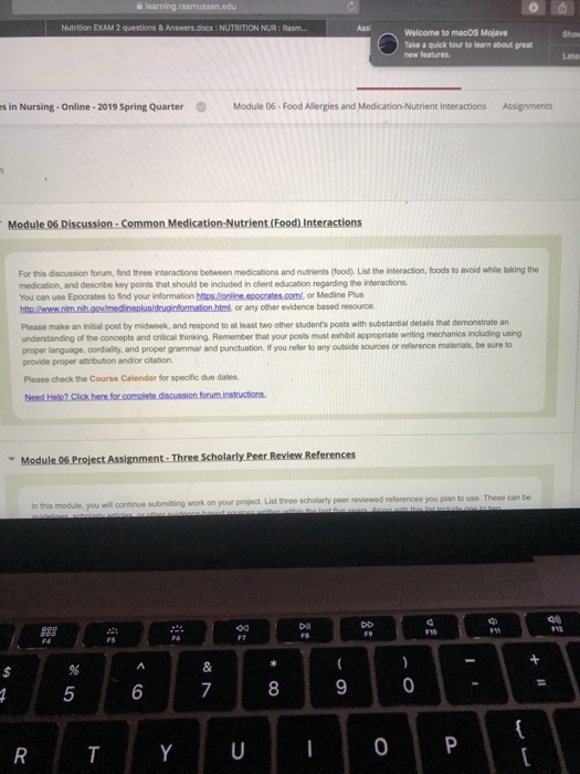 Nutrition EXAM 2 questions &Answers.docx: NUTRITION NUR: Rasm Welcome to macos Mojave Take a quick tour to learn about great