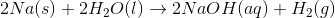 2Na(s) + 2H2O(l) + 2NaOH(aq) + H2(g)