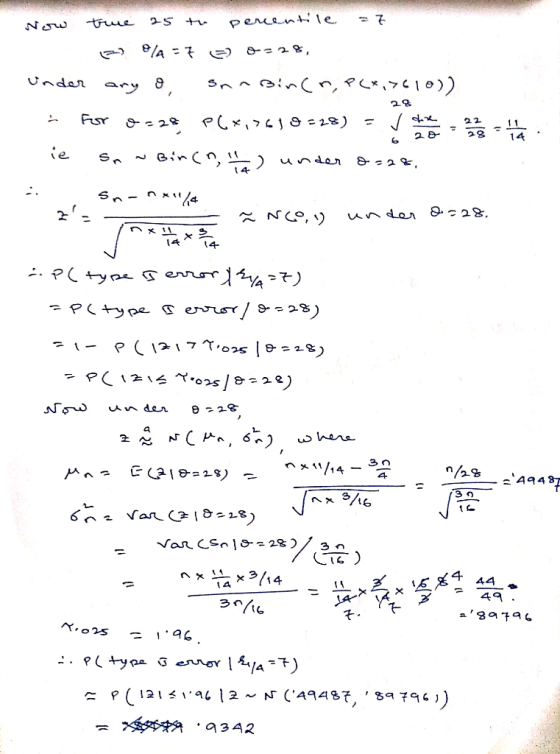 Now true 25 the percentile = 7 27 €/A = 7 = 8-=28, Under ary a snngincn, PCX,8610)) - For o=28 P(x,7510-28) - v stene ie so v