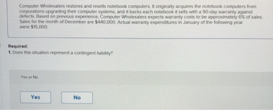 Computer Wholesalers restores and resells notebook computers. It originally acquires the notebook computers from corporations