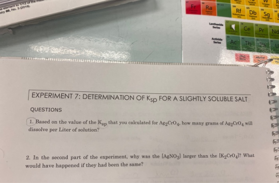 clement to 112 of them stry 88, No. 3 (2016) Lanthanide Ce Pr Nd Ache U EXPERIMENT 7: DETERMINATION OF Ksp FOR A SLIGHTLY SOL