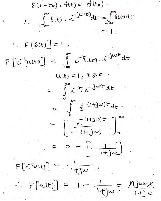 Sit-to). flt) = fito). Sit) dt =88 slt)dt é juros =), dt. F jetult) e just . 4. f (sct)] = 1; F[é tults]: ult) = 1, t20- Jete