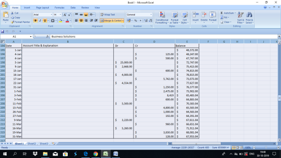 Book1 - Microsoft Excel - X Home Insert Page Layout Formulas Data Review View Cut Copy = = = * General Arial - 14 - A À BI U