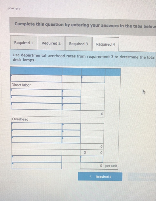 Jan . Complete this question by entering your answers in the tabs below Required 1 Required 2 Required 3 Required 4 Use depar