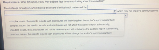 Requirement c. What difficulties, if any, may auditors face in communicating about these matters? The challenge for auditors