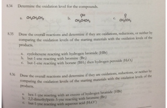 Determine the oxidation level for the compounds.