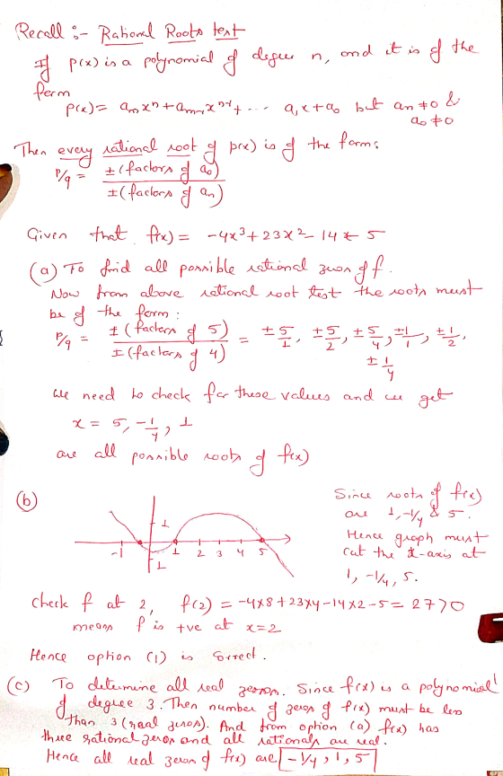 and it is of the Recall :- Rational Roots text If P(x) is a polynomial of degen n, and it form p(x)= an antamant axta but an
