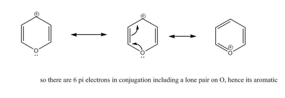 so there are 6 pi electrons in conjugation including a lo ne pair on O, hence its aromatic