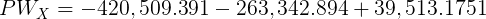 PWY = -420,509.391 – 263,342.894 + 39,513.1751