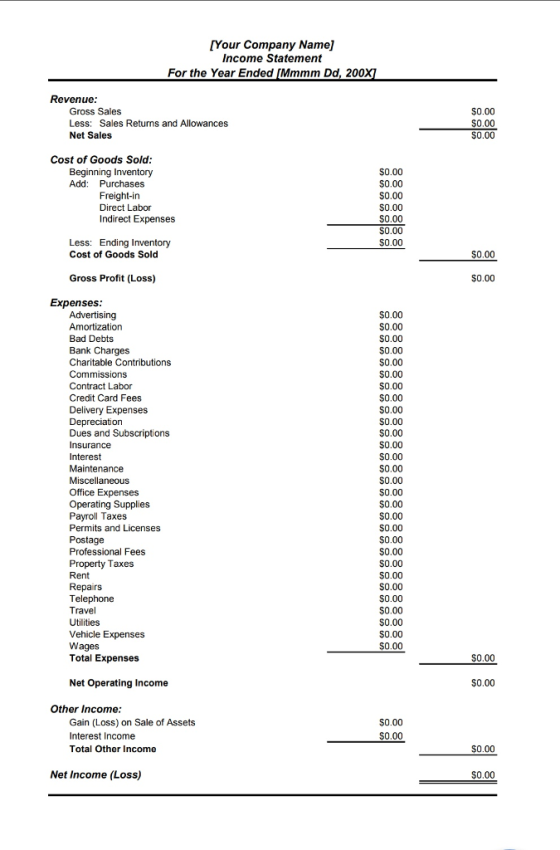 [Your Company Name] Income Statement For the Year Ended [Mmmm Dd, 200X Revenue Gross Sales Less: Sales Returns and Allowances