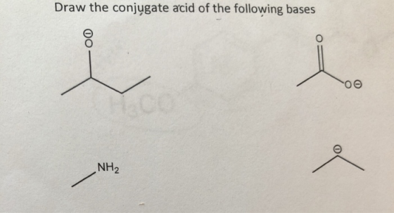 Draw the conjugate acid of the following bases HeCc NH2