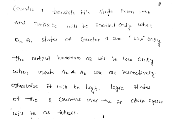 Counter a transists its state from iso And His 8 tc will be enabled only when G a states of Counter 1 are. Low only the ou