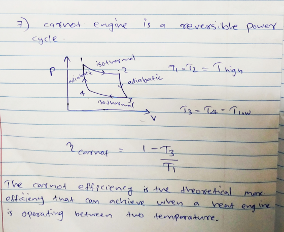 engine is a reversible power | carnot Cycle isotherma hot. Trotz = Thigh ladiabatic y adiabatic iso thern . Iz = T = Tow Carn