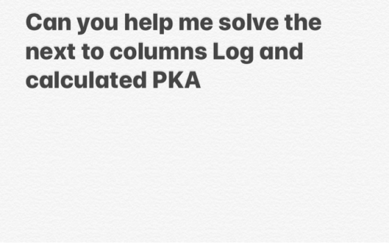 Can you help me solve the next to columns Log and calculated PKA