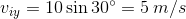v_{iy}=10\sin 30^{\circ}=5\: m/s
