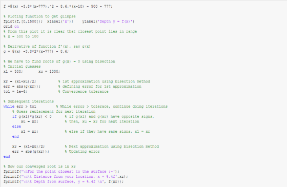 f @ (x) -3.8* (x-777).^2 - 8.6.* (x-10) 500 - 777 Ploting function to get glimpse fplot (f, [0,1500]); f(x) xlabel(x) ylab