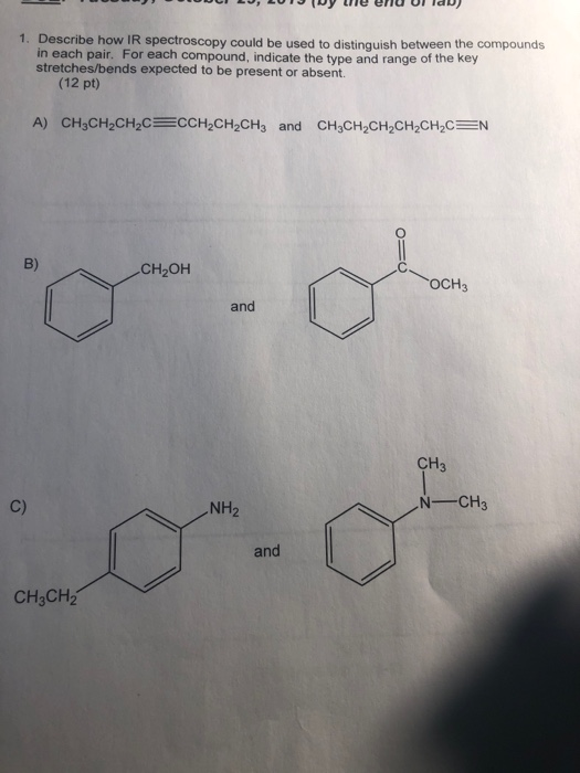 -- -- ---- U13 (DY W eru Ulla) 1. Describe how IR spectroscopy could be used to distinguish between the compounds in each pai