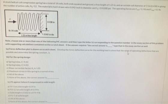 Astock helical-coll compression spring has a total of 14 colls, both ends squared and ground, a free length of 1.25 in, and a