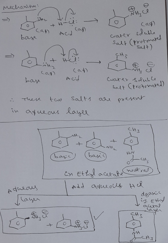 Mechaninu 09 NH₂ Hz (af) (ad) Acid base Crater (af) soluble Salt (protonated salt) CH3 H2 Cagl cado Acid NH3 e Carer soluble