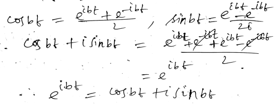 , cosby = eibt teribt - ibt ibt E, simbtree cos btt i sinbt = elbett ist ist . . . . . . . . eibt = cosbt tisindo