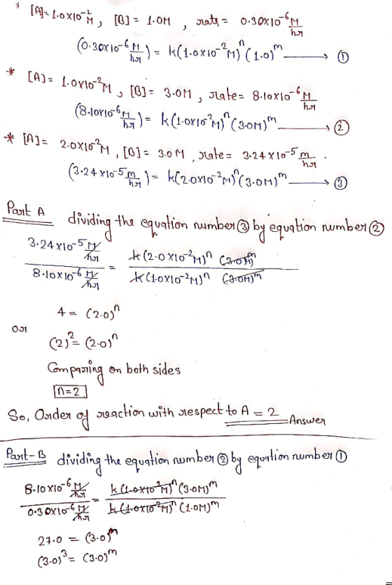 [A]= 2.0X100, [] = 1.0M , rata = 0.30x10 mm (0.30x10 cm) = k(1.0*10**M13 (1.0) — 0 * [A] = 1.0310-31, [] = 3.011, rate= 8.1