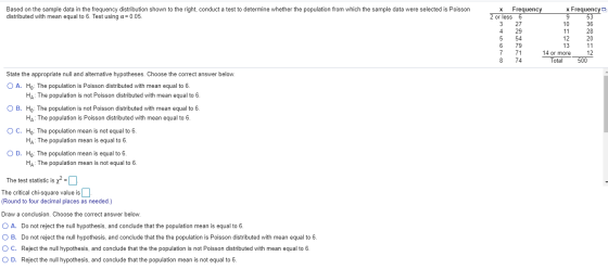 Based on the sample data in the frequency distribution shown to the right, conduct a test to determine whether the population