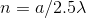 n=a/2.54