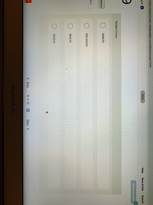 6 949O s.00 $95,200.00 $816.00 $228.00 < Prey 9 of 10 Next > MacBook Ai