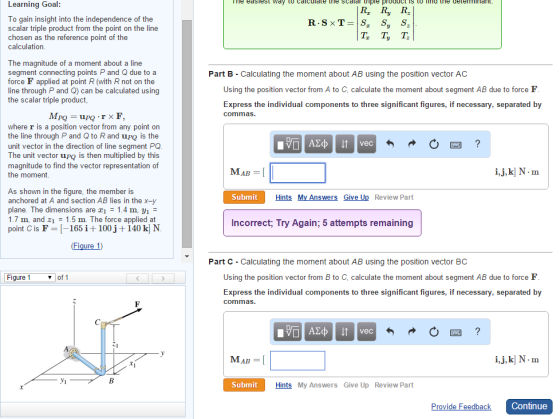 Image for Learning Goal: To gain insight into the independence of the scalar triple product from the point on the line c
