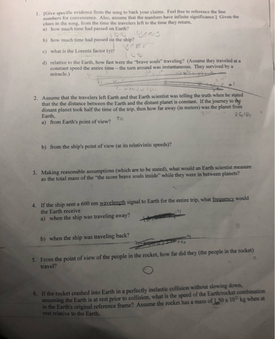 1. Give specific evidence from the song to back your claims. Feel free to reference the line numbers for convenience. Also, a