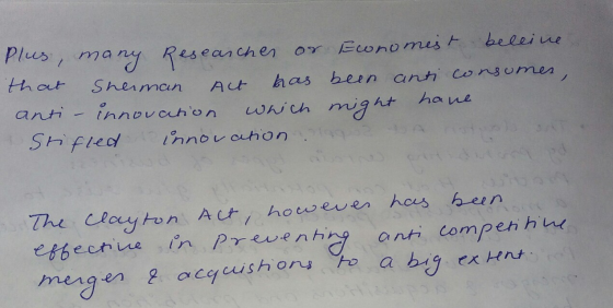 Plus, many Researcher or Economist beleine that Sherman Act has been anti consumes, anti – innovation which might have Stifle
