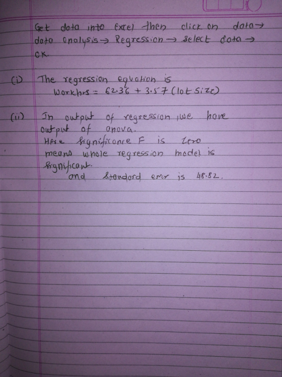 data-inte-excel-ㅡ hep--一click-or-_-dataフ data OK. 一(i)一1The-regression-ogvation_s output af onava meana ule egression hnsodel is Hes e and andord eis i882