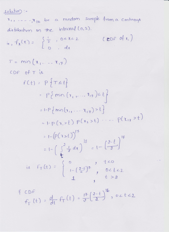 i be a random Sample from a Conhnoup dintikuhm the İntevallo,2). on EDP of 2- は ㄥ〇 FT t)- CDA llo