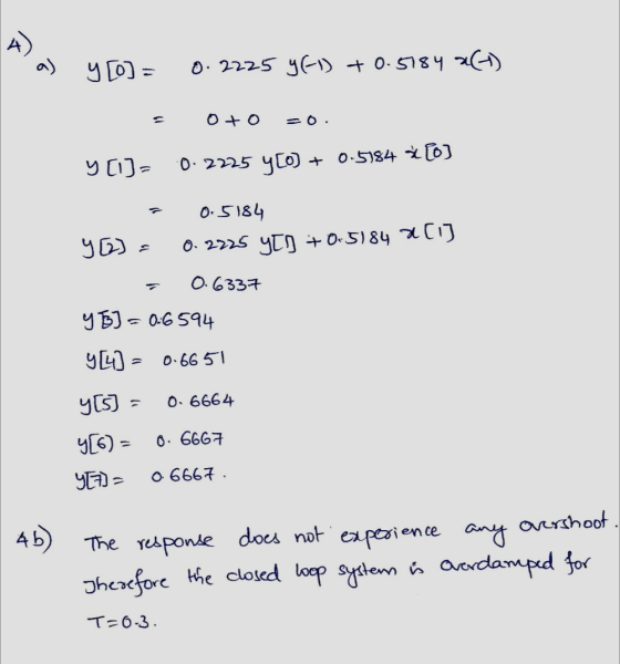a) y [o] = 0.2225 YED +0.5184 x(4) = 0 +0 -0. 0.2225 460) + 0-5184 *[0] y [1] = = 0.5184 y [2] = 0.2225 YTJ +0.5184 x[i] = 0.