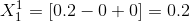 X_{1}^{1}=[0.2-0+0]=0.2