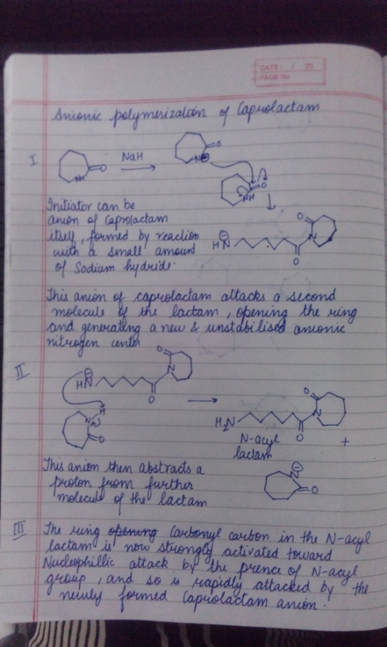 dnienic polymerization of copuolactam NaH Initiator can be anion of Caprolactam litsell, formed by reaction with a small amou