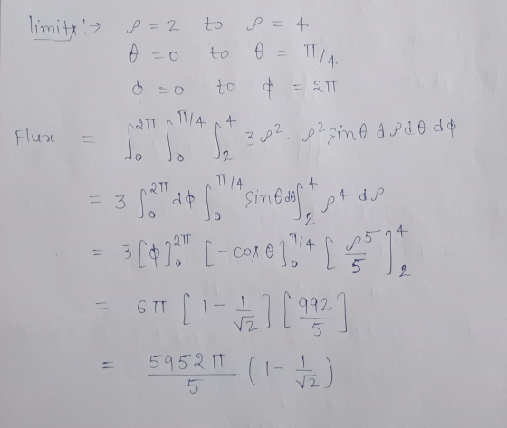 limite : P = 2 to P = 4 0 - 0 to o T 14 to & = 21 o 114 4 2T Flux 382 82 sino as ao da 2 84 de 1114 = 31.25 * sin egen 3 [°2