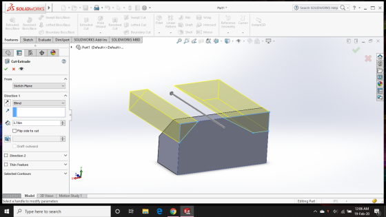 BS SOLIDWORKS OD- E nbre 10- Part1 * Search SOLIDWORKS Help Q- ?- - O X s me Reference Curves Extruded Wizard Extruded Revolv