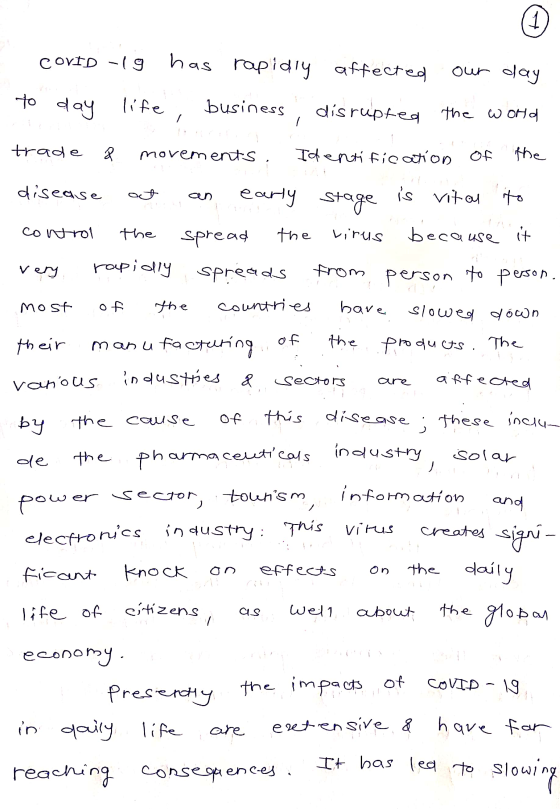 COVID -19 has rapidly affected our day to day life business disrupted the world / - trade 8 movements, Identification of the