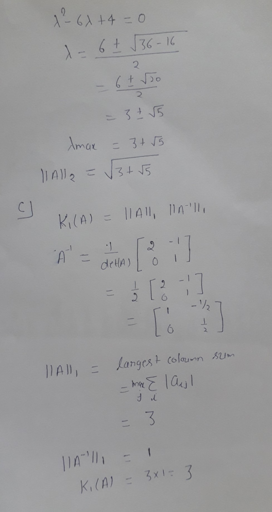 1 ² 6x +4 = 0 - 6 + √36-16 2 = 6 + 50 = 3 + 55 Amax = 3+ 55 || Alla = √3+55 SJ KCA) , À12-17 - de HA) o 1 = [ ] - Ti - 27 lA