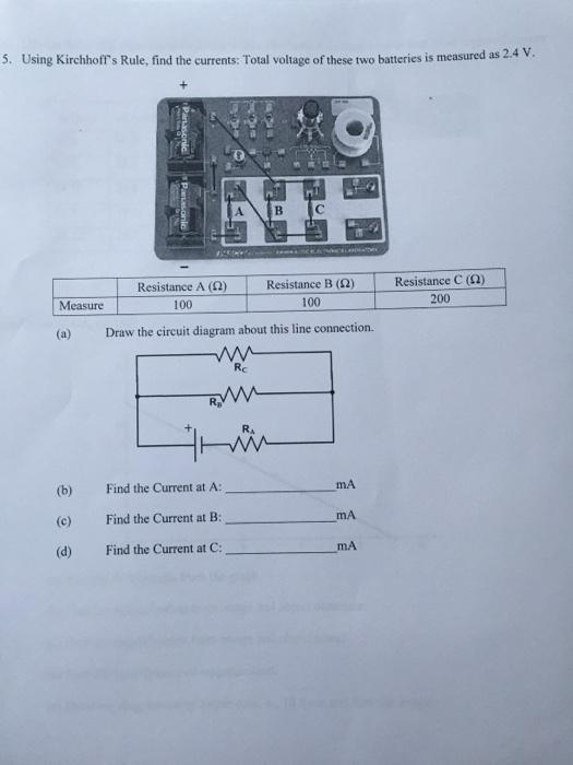 Using Kirchhoffs Rule, find the currents: Total vo