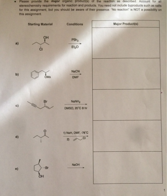 • Please provide the major organic product(s) of the reaction as described Account for all stereochemistry requirements for r